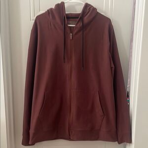 Beyond Yoga Men's Burgundy Full Zippered Hoodie